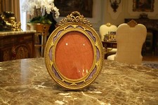 MAGNIFICENT 1900'S FRENCH BRONZE ENAMLED OVAL PICTURE FRAME MUST SEE  picture