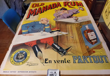 ORIGINAL VINTAGE LITHOGRAPH POSTER OLD MANADA RUM by M.L. Lourdey 1890's (rare) picture