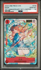 One Piece TCG Chinese Nami OP01-016 1st Anniversary AA PSA 10 - Serial picture