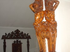 ANTIQUE  HAND CARVED CARYATIDS MAN OF THE MOUNTAIN  FIGURESITALY  CIRCA 1890S picture