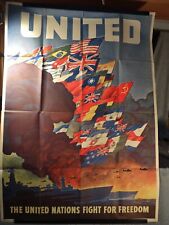 WWII UNITED NATIONS FIGHT FOR FREEDOM POSTER AUTHENTIC WWII PROPAGANDA 28