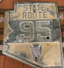 Very Rare Highway Sign Arizona 95 Catseye Indian Reservation 1920s 1930s Route picture