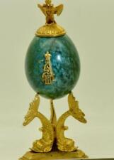 Imperial Russian Ovchinnikov Gilt Silver Serpentinite Stone Easter Egg c1891 picture