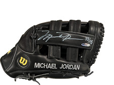 MICHAEL JORDAN AUTOGRAPH LIMITED ED. #33/45 UPPERDECK BASEBALL GLOVE GREAT ITEM. picture