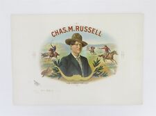 Rare Antique Cigar Box Label Charles M. Russell Cowboy Artist Charles Gies 1902 picture