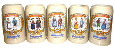5 x 1980s Weihenstephan Freising Jahreskrug Trachten Masskrug German Beer Steins picture