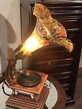 Gramophone Millefiori Amber Art Glass Tulip Table Lamp LP Record Player Figurine picture