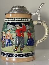 Golf  Stein Old World Golf Buddy's Nature Beer Drinking Mug Pewter Lid Germany picture