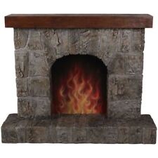 Faux Fireplace Life Size Resin Statue Christmas Theme Holiday Stocking Holder picture