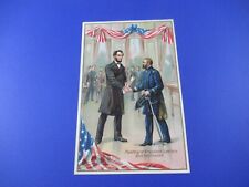 VINTAGE LINCOLN'S BIRTHDAY POSTCARD PRESIDENT LINCOLN MEETS GEN'L GRANT SWORD picture
