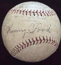 rare HENRY FORD (FORD MOTOR COMPANY FOUNDER) d.1947 single-signed BASEBALL - JSA picture