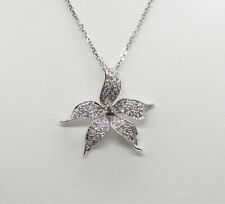 Designer $7000 2ct VS G Diamond POINSETTIA FLOWER 18k White Gold Necklace 10g picture