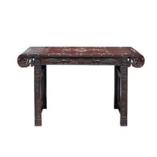 Chinese Brown Huali Rosewood Scroll Inlay Deer Fortune Motif Altar Table cs4227 picture