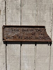 Early Vintage Santa Fe Railroad Identification Tag For Train Car Cast Iron Rare picture