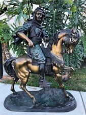 Vintage 80's Signed Bronze Scuplture Of Arabian Horseman By A.S.B Bayer 53