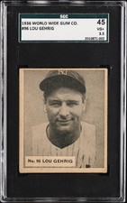 1936 WORLD WIDE GUM CO. #96 LOU GEHRIG SGC 3.5 picture