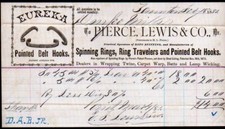 1887 Pierce Lewis & Co - Eureka Belt Hooks - History Rare Letter Head Bill picture