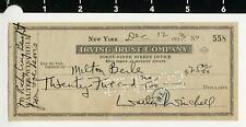 1933 Walter Winchell SIGNED Check to Milton Berle SIGNED Endorsed on Back picture