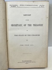 RARE 1865 VOL.1 SEC. OF THE TREASURY REPORT CIVIL WAR END 39th CONGRESS  picture
