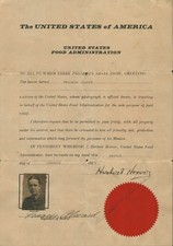 HERBERT HOOVER - DOCUMENT SIGNED 01/02/1919 CO-SIGNED BY: FRANCIS ALMARD picture