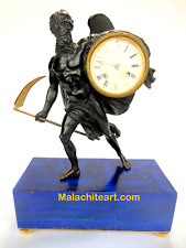 FATHER TIME BRONZE FIGURAL CLOCK ON LAPIS LAZULI picture