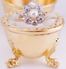 Imperial Russian Faberge Ring 18k Gold 4.2ct Diamond-Easter Egg Display Case picture