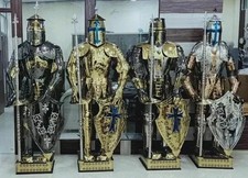 Medieval Stainless Steel Knight Armor Combat Battle Full Body Suit Set Of 4 picture