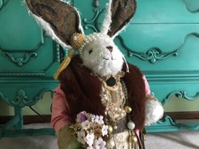 JEWELED EASTER BUNNY*. WHAT A TREASURE** PEARLS RHINESTONE CRYSTALS* GORGEOUS picture