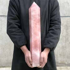 19.5LB Natural Roses pink Quartz Obelisk Crystal Wand point Reiki healing picture