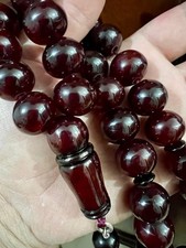 Antique Ottoman Damari Faturan cherry amber bakelite islamic prayer beads 133g picture