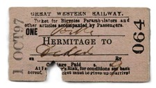 1897 GWR HERMITAGE to DIDCOT PRAM, BICYCLE EDMONDSON RAILWAY TICKET DN&S picture
