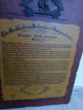 🔥Mecklenburg Declaration Of Independence Plaque 1775, Vintage