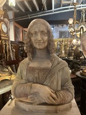 Incredible carved marble Bust Mona Lisa, Museum Quality Life Size France 1880 picture