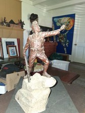 Antique German WW1 BRONZE ON STONE BASE 14 IN. SOLDIER STATUE EXCELLENT COND. picture