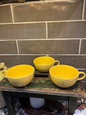 vtg mcm malibu modern bright yellow set of 3 coffee tea cup by hollydale califor picture