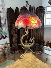 ULLA DARNI RARE REVERSE PAINTED SIGNED AUTHENTIC ORIGINAL TABLE LAMP picture