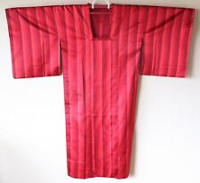 Japanese Kimono Coat Michiyuki Silk Red Stripe Length 124cm 48.81