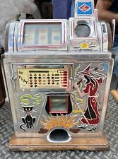 Antique 1930s Jennings Witch and Black Cat Halloween Slot Machine picture