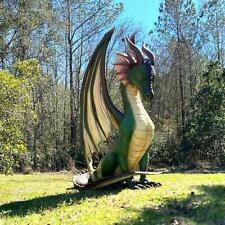 Winged Dragon Sculpture Medieval Gothic Green Festival Statue Smaug 7 Foot picture