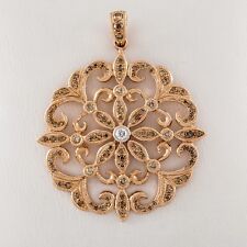 14k Rose Gold 1.00 carat Diamond Floral Pattern Pendant picture
