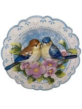 Vintage 3D Bird Plate Ganz Pink Flowers  picture