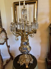 Palace Quality Bronze Candelabra with Crystals Marble Base. picture