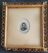 19th CENTURY ABRAHAM LINCOLN USA PRESIDENT OPALOTYPE MILK GLASS PANEL PAINTING picture