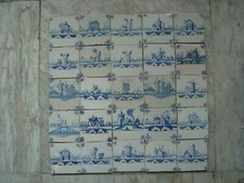 nice set 18th century delft handpainted dutch nice landscape tiles(25) picture