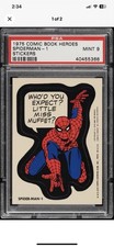 Spiderman 1 Topps 1975 Marvel Comic Book Heroes 1st Edition Sticker Psa 9 POP 42 picture