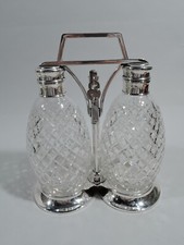 Tiffany Hawkes Tantalus S1625 Decanter Bottle Set American Sterling Silver Glass picture