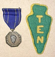 OLD BSA BOY SCOUTS ORDER OF THE ARROW T E N MEDAL & FELT T E N PATCH picture
