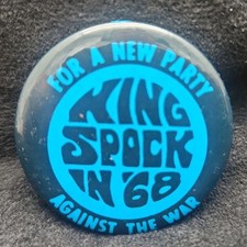 Button Martin Luther King Benjamin Spock 1968 Day-Glo Presidential New Party Pin picture