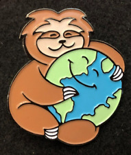 Earth Day Pin Sloth earth world smile Environment Save My Earth animal planet picture