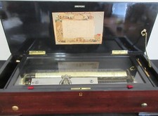 19th Century Swiss Inlaid Walnut Cylinder Zither Music Box 12 Songs #2 picture